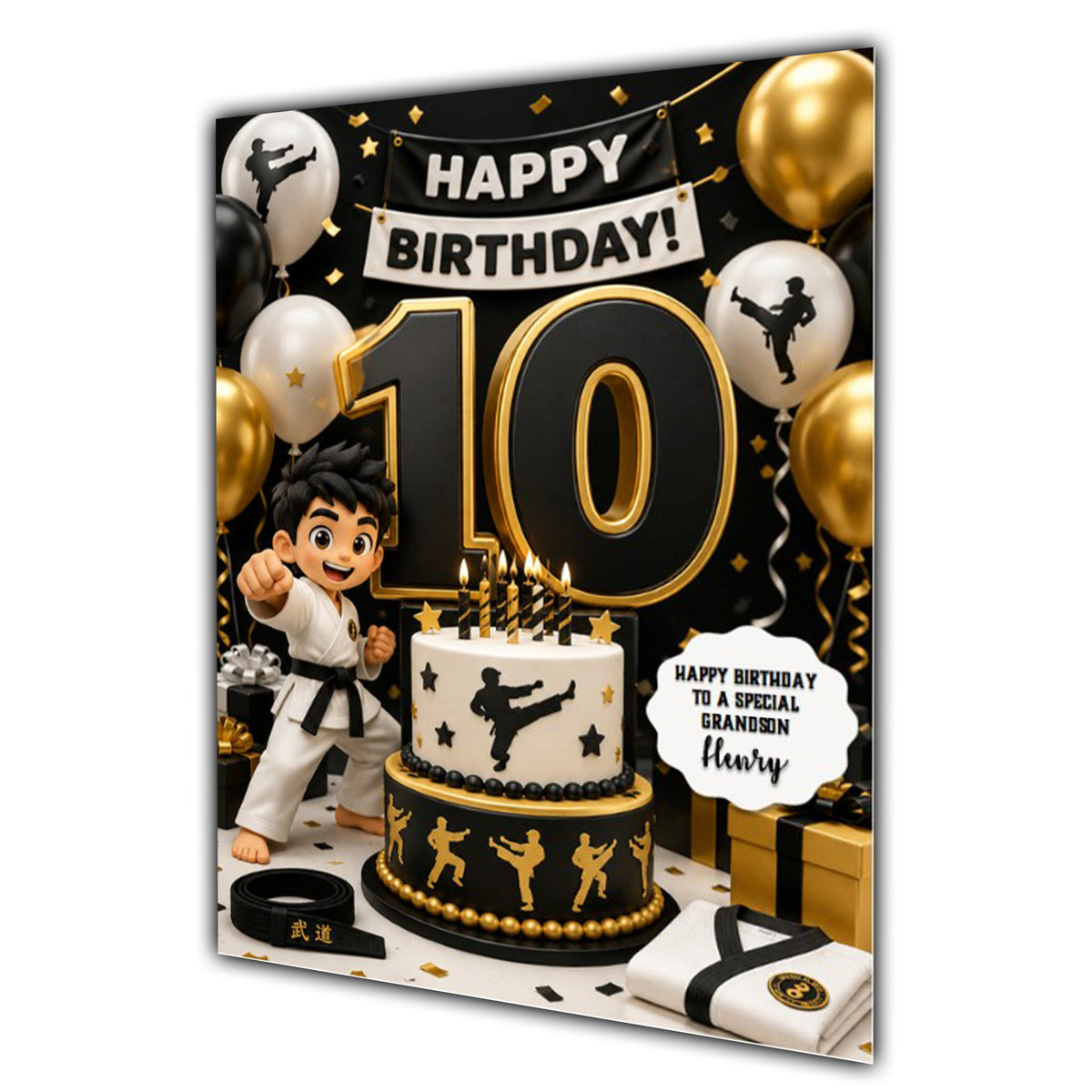 10th Birthday Card for Boys Personalised, Son, Grandson, Nephew,  A5 Size