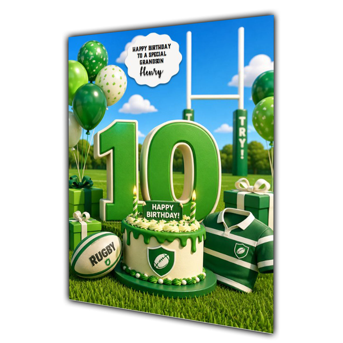10th Birthday Card for Boys Personalised, Son, Grandson, Nephew,  A5 Size