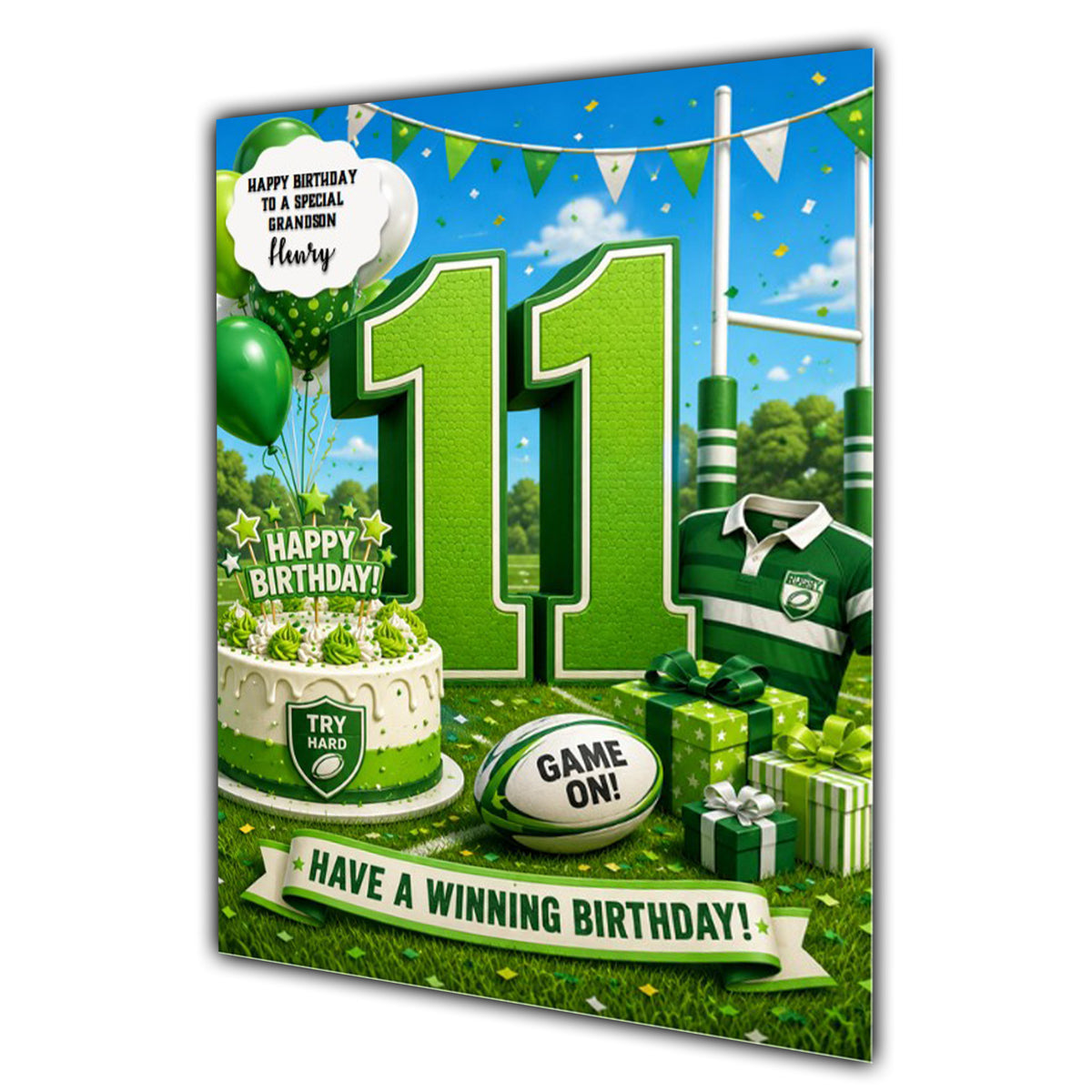11th Birthday Card for Boys Personalised, Son, Grandson, Nephew,  A5 Size