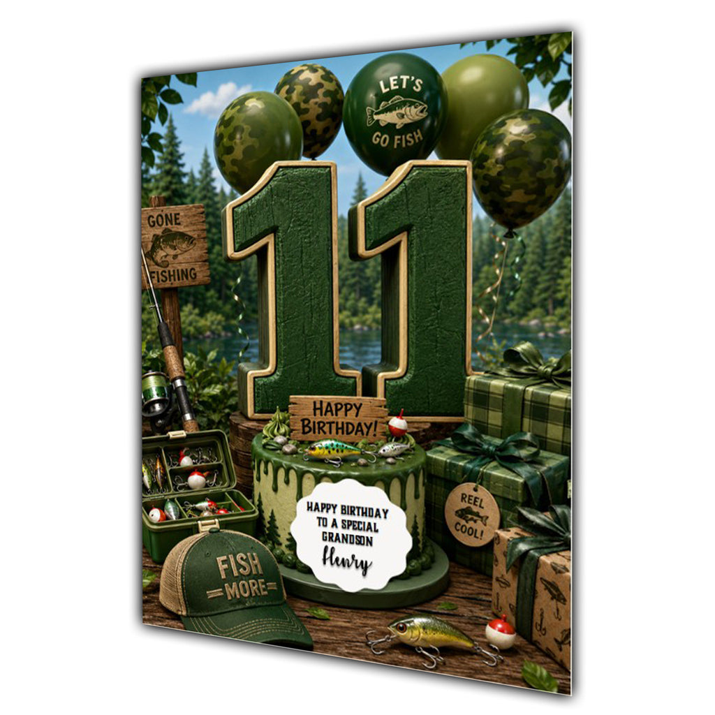 11th Birthday Card for Boys Personalised, Son, Grandson, Nephew,  A5 Size
