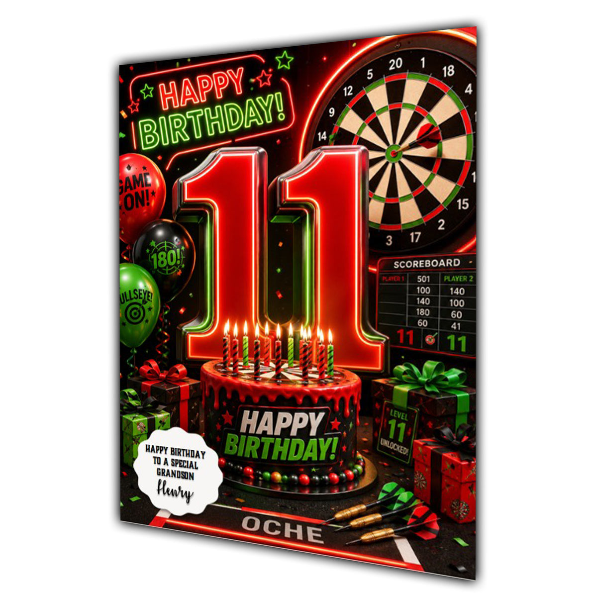 11th Birthday Card for Boys Personalised, Son, Grandson, Nephew,  A5 Size