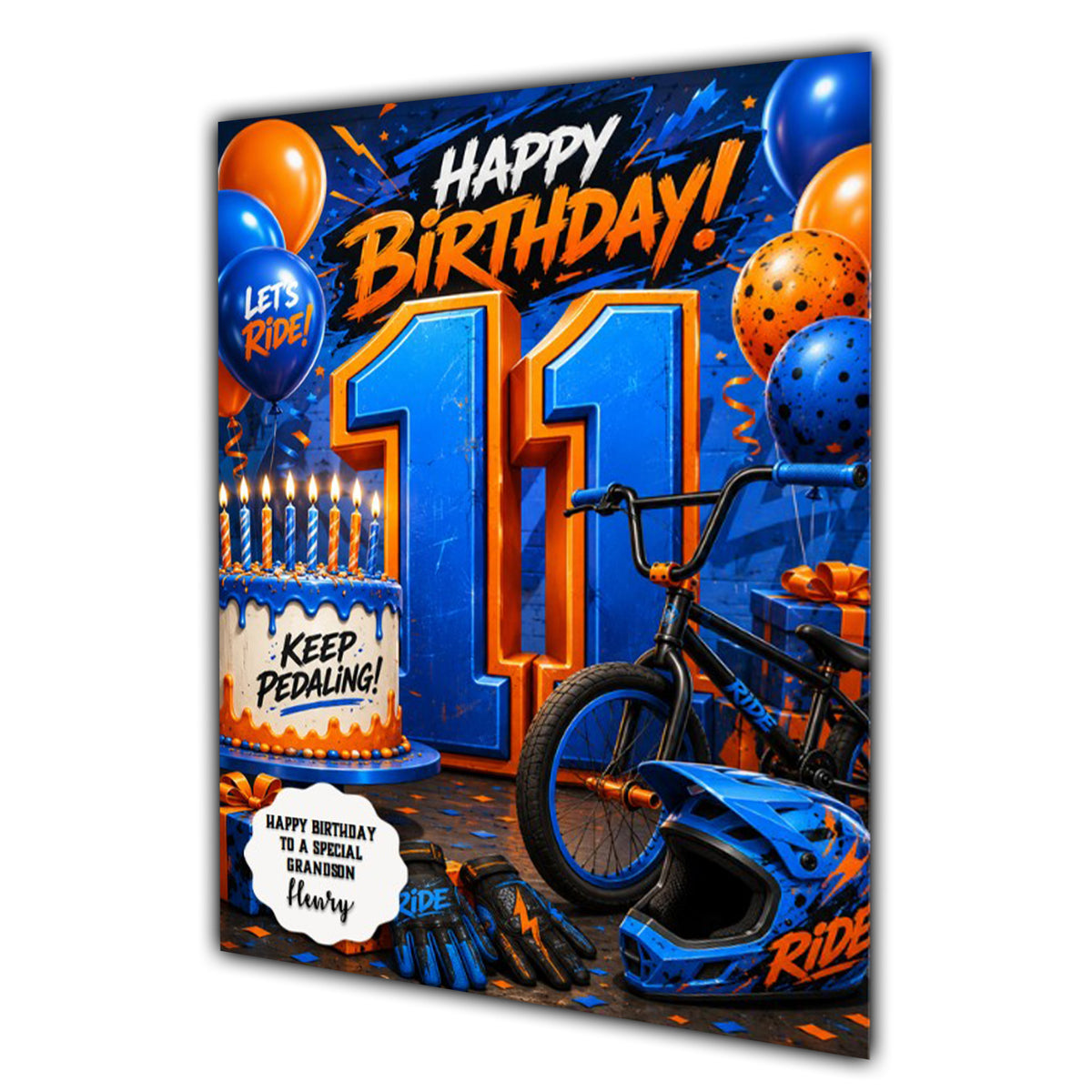 11th Birthday Card for Boys Personalised, Son, Grandson, Nephew,  A5 Size