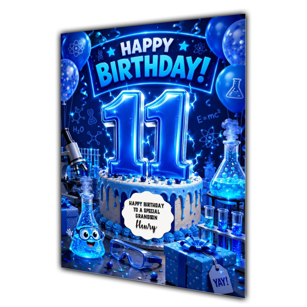 11th Birthday Card for Boys Personalised, Son, Grandson, Nephew,  A5 Size