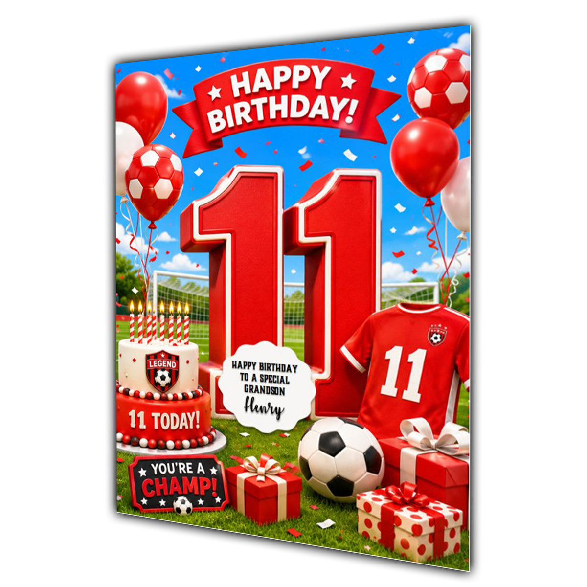 11th Birthday Card for Boys Personalised, Son, Grandson, Nephew,  A5 Size