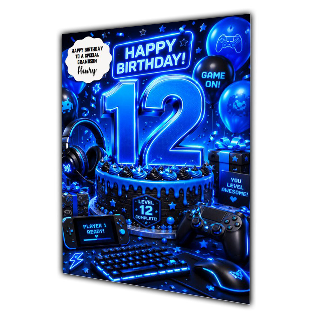 12th Birthday Card for Boys Personalised, Son, Grandson, Nephew,  A5 Size