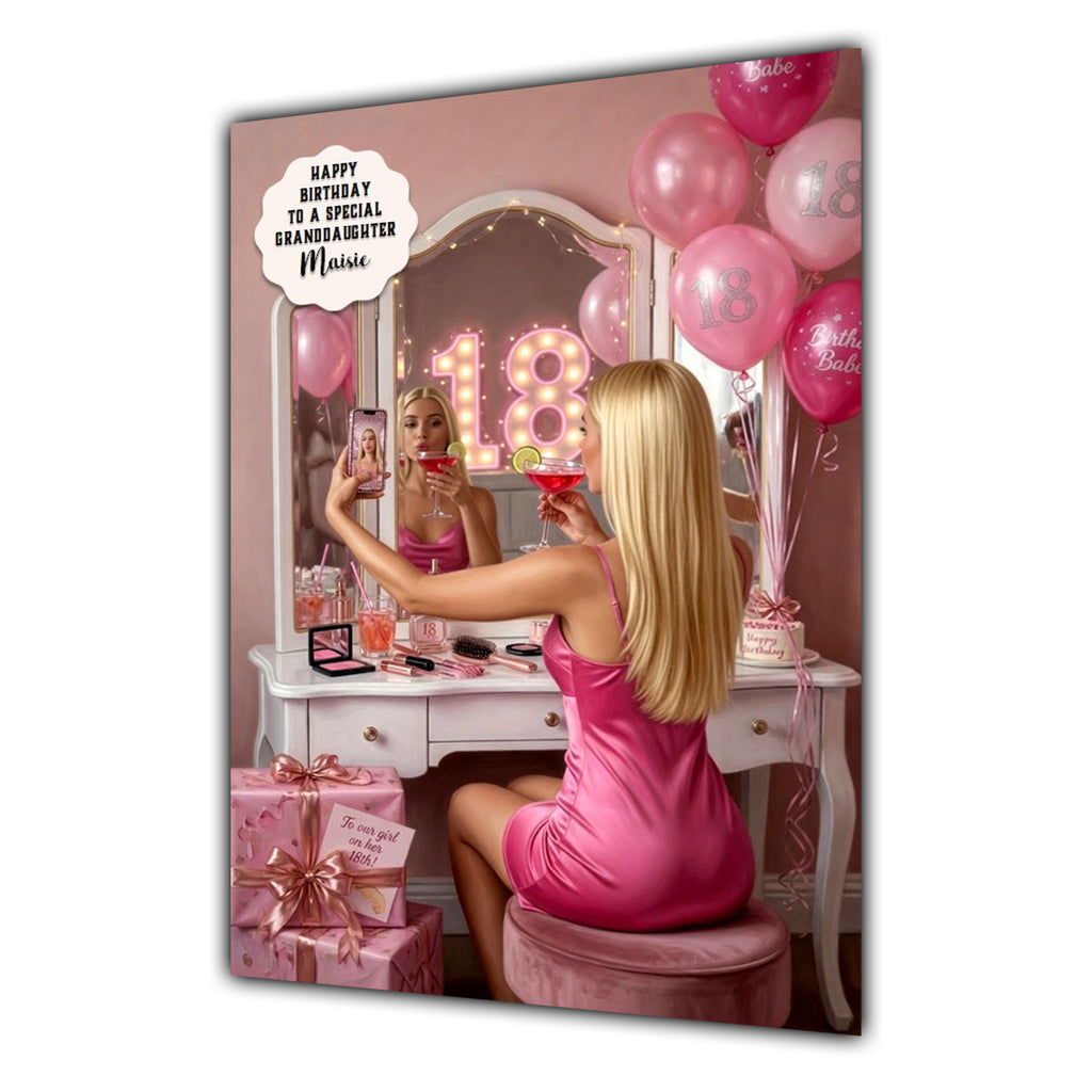 18th Birthday Card Girl, Granddaughter, Daughter, Niece, Large A5 Size