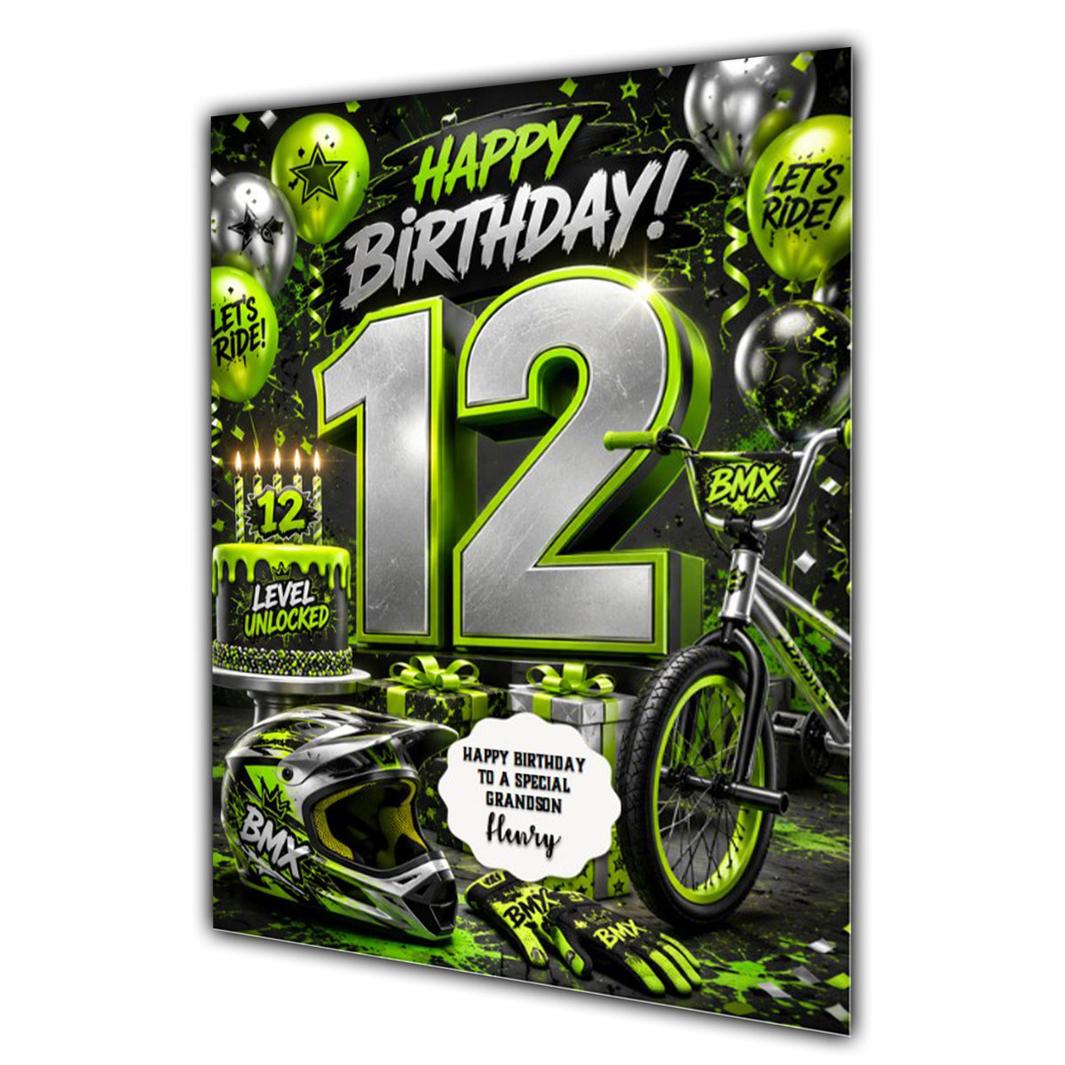 12th Birthday Card for Boys Personalised, Son, Grandson, Nephew,  A5 Size