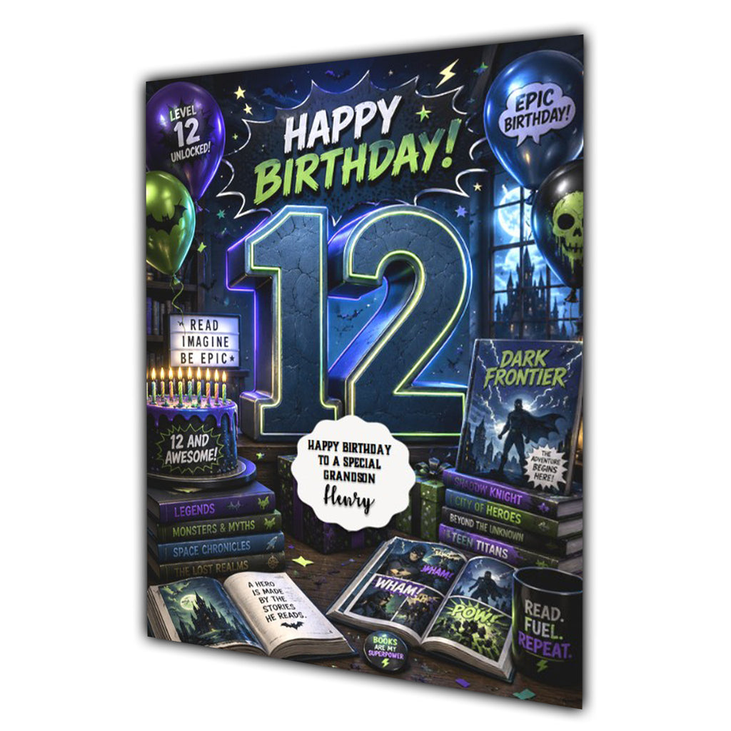12th Birthday Card for Boys Personalised, Son, Grandson, Nephew,  A5 Size