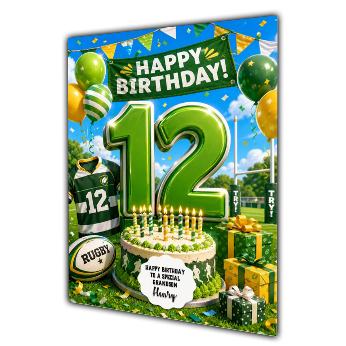 12th Birthday Card for Boys Personalised, Son, Grandson, Nephew,  A5 Size