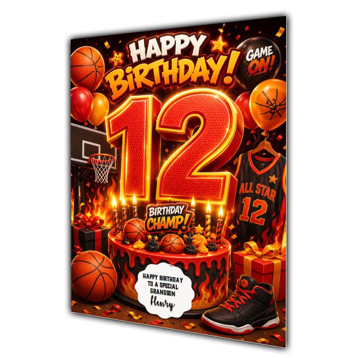 12th Birthday Card for Boys Personalised, Son, Grandson, Nephew,  A5 Size