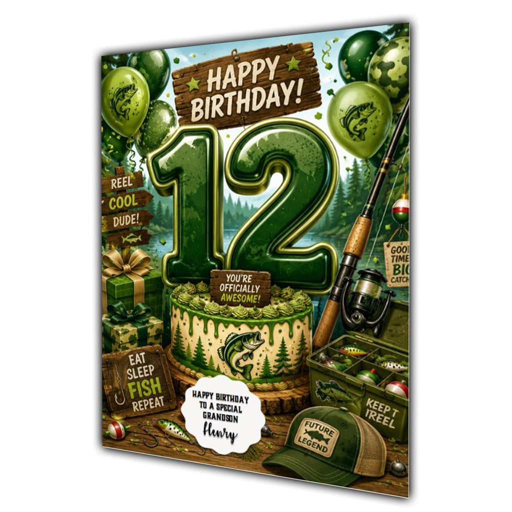 12th Birthday Card for Boys Personalised, Son, Grandson, Nephew,  A5 Size