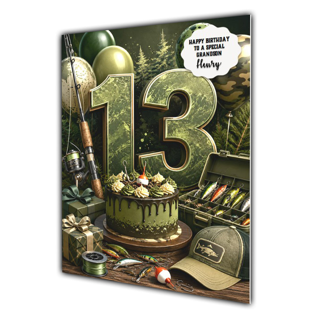 13th Birthday Card for Boys Personalised, Son, Grandson, Nephew,  A5 Size