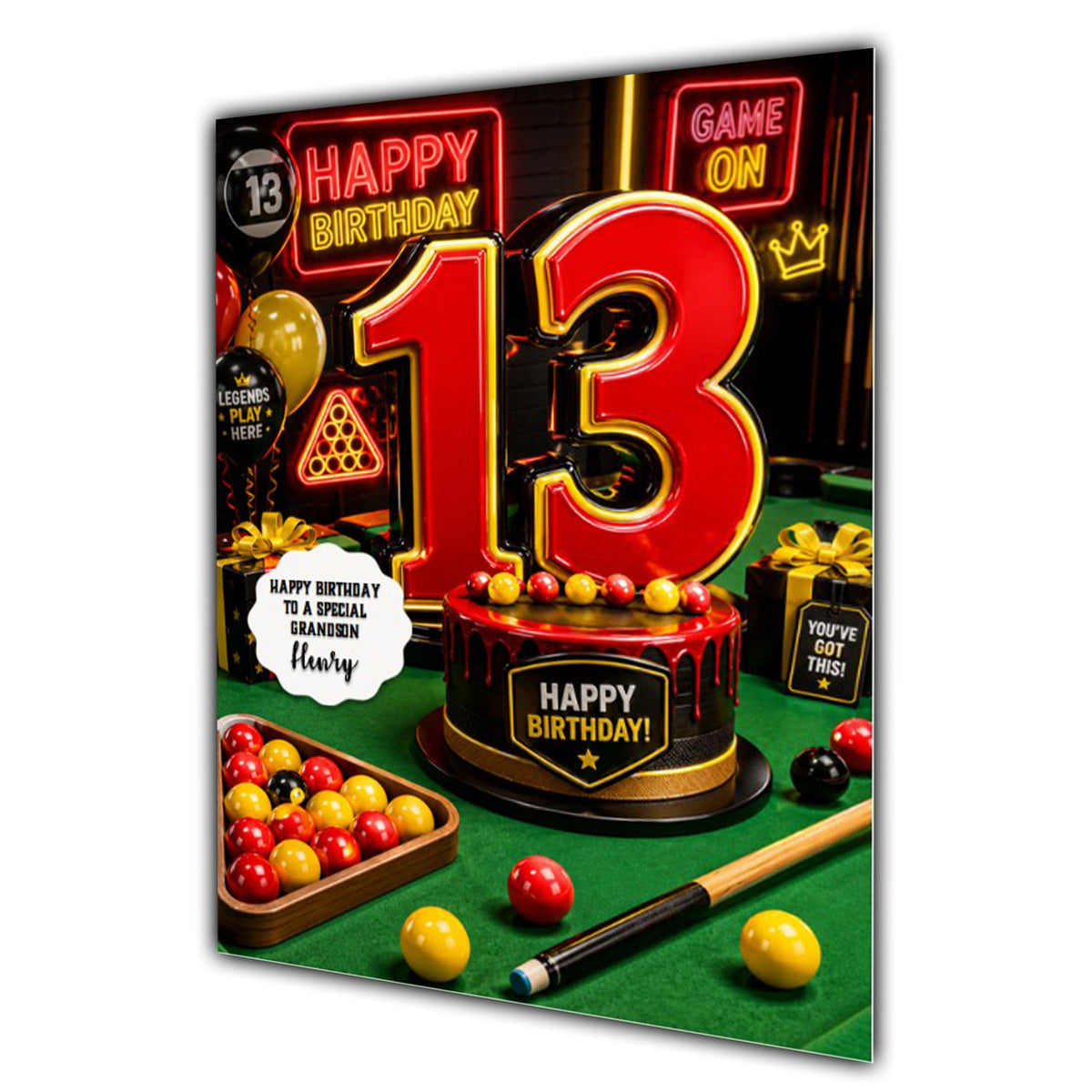 13th Birthday Card For Boys, Grandson, Son, Nephew, Great, Personalised