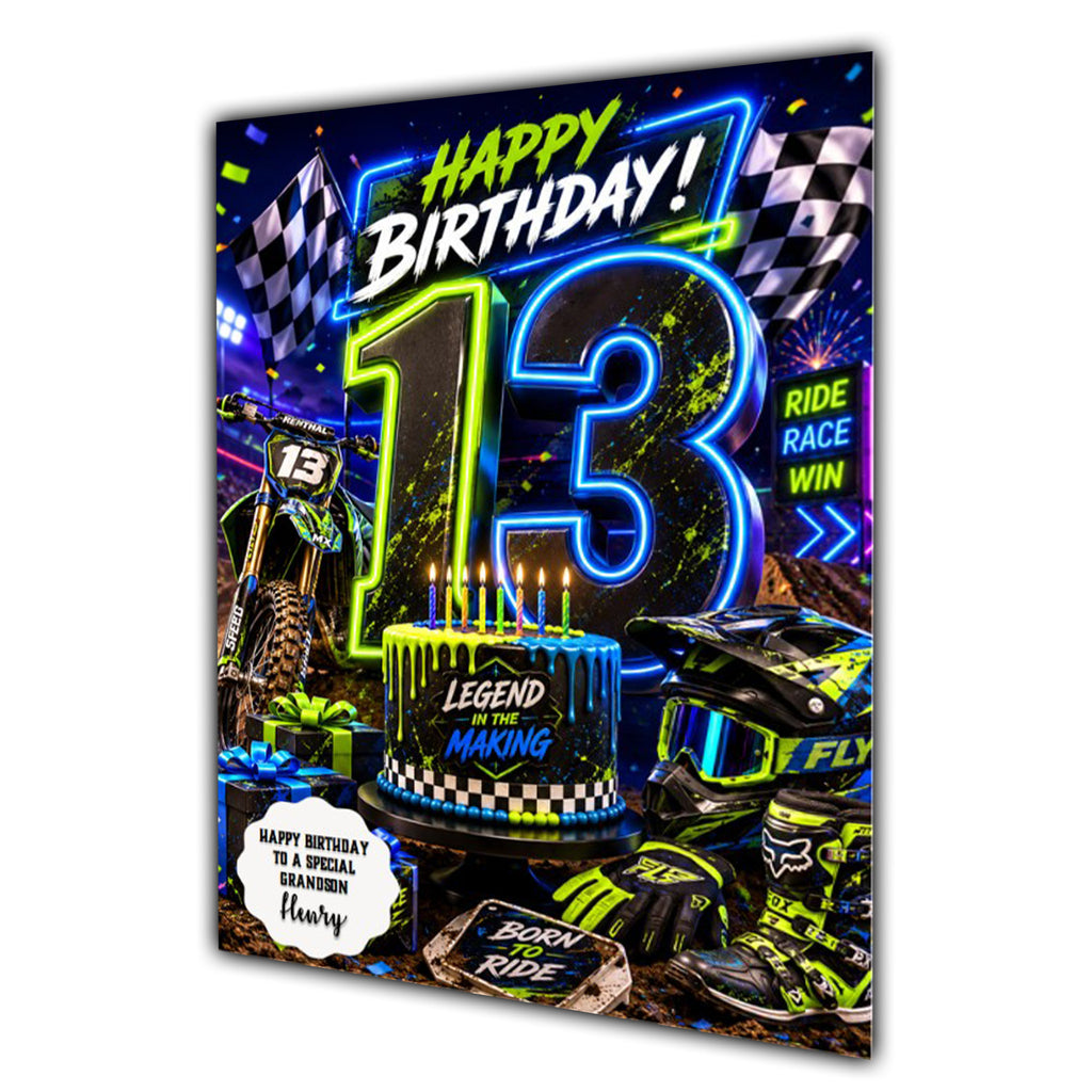 13th Birthday Card for Boys Personalised, Son, Grandson, Nephew,  A5 Size