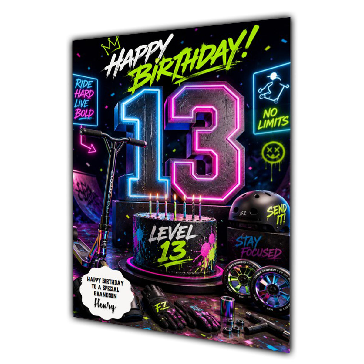 13th Birthday Card for Boys Personalised, Son, Grandson, Nephew,  A5 Size