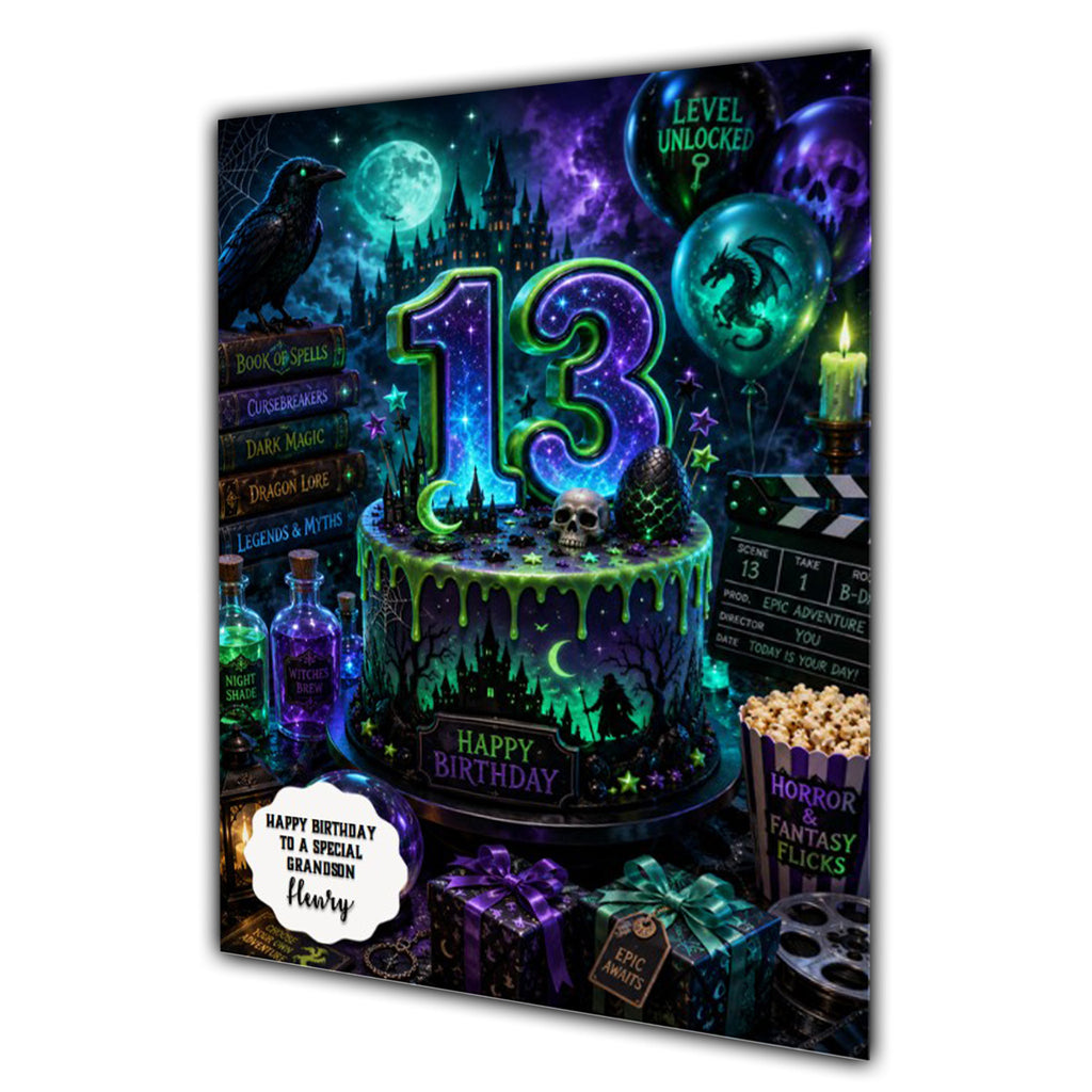 13th Birthday Card for Boys Personalised, Son, Grandson, Nephew,  A5 Size