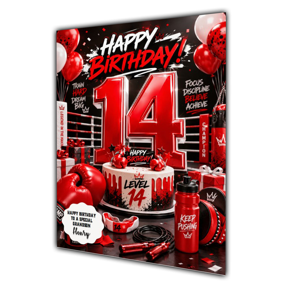 14th Birthday Card for Boys Personalised, Son, Grandson, Nephew,  A5 Size