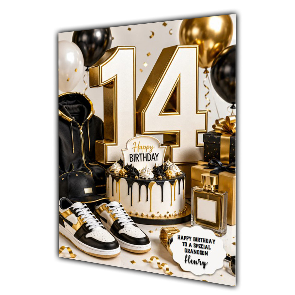 14th Birthday Card for Boys Personalised, Son, Grandson, Nephew,  A5 Size