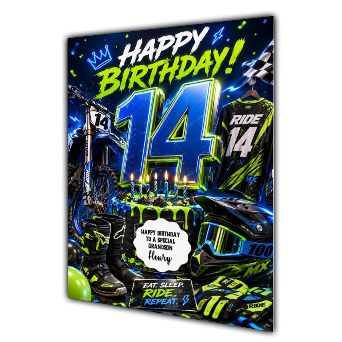 14th Birthday Card for Boys Personalised, Son, Grandson, Nephew,  A5 Size
