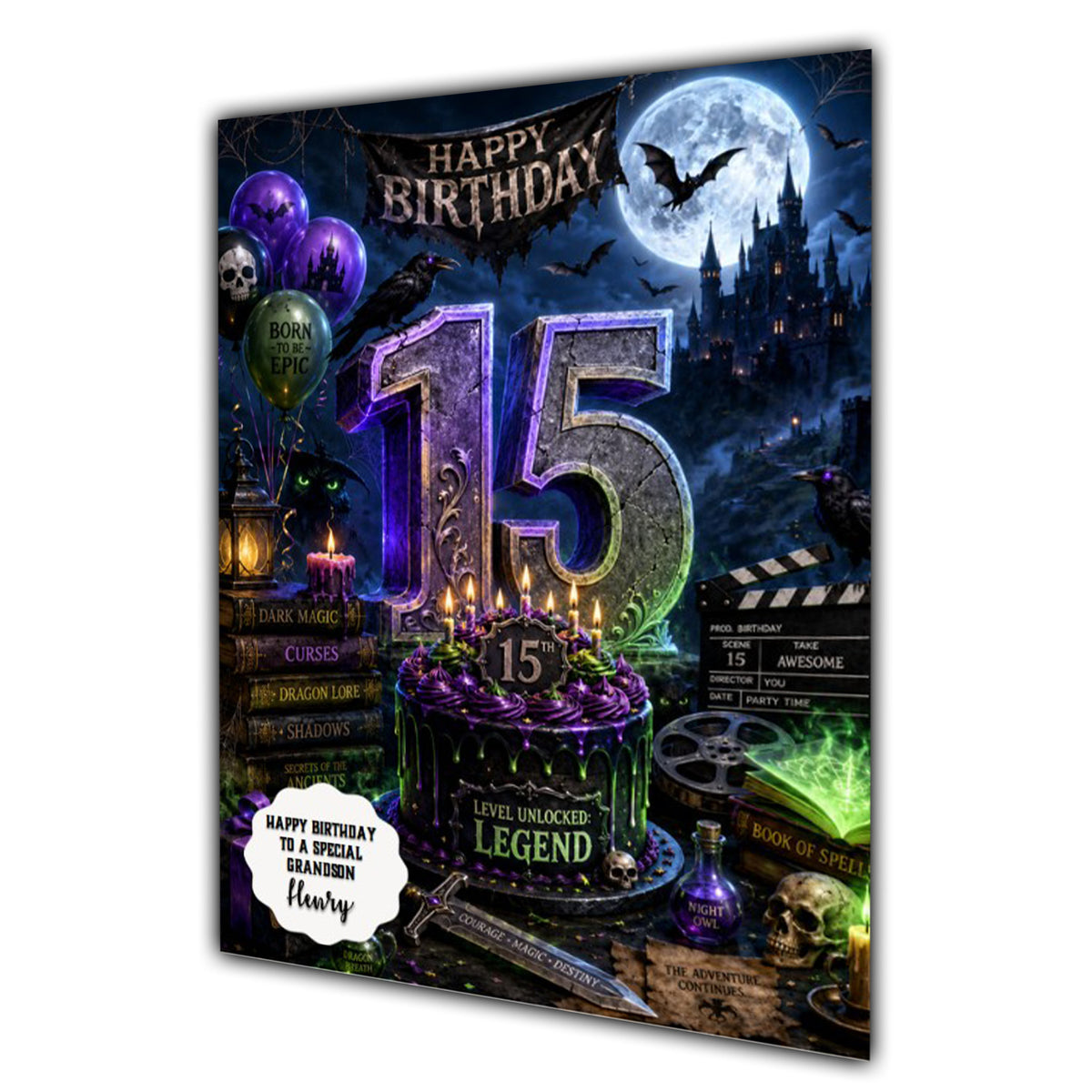 15th Birthday Card for Boys Personalised, Son, Grandson, Nephew,  A5 Size