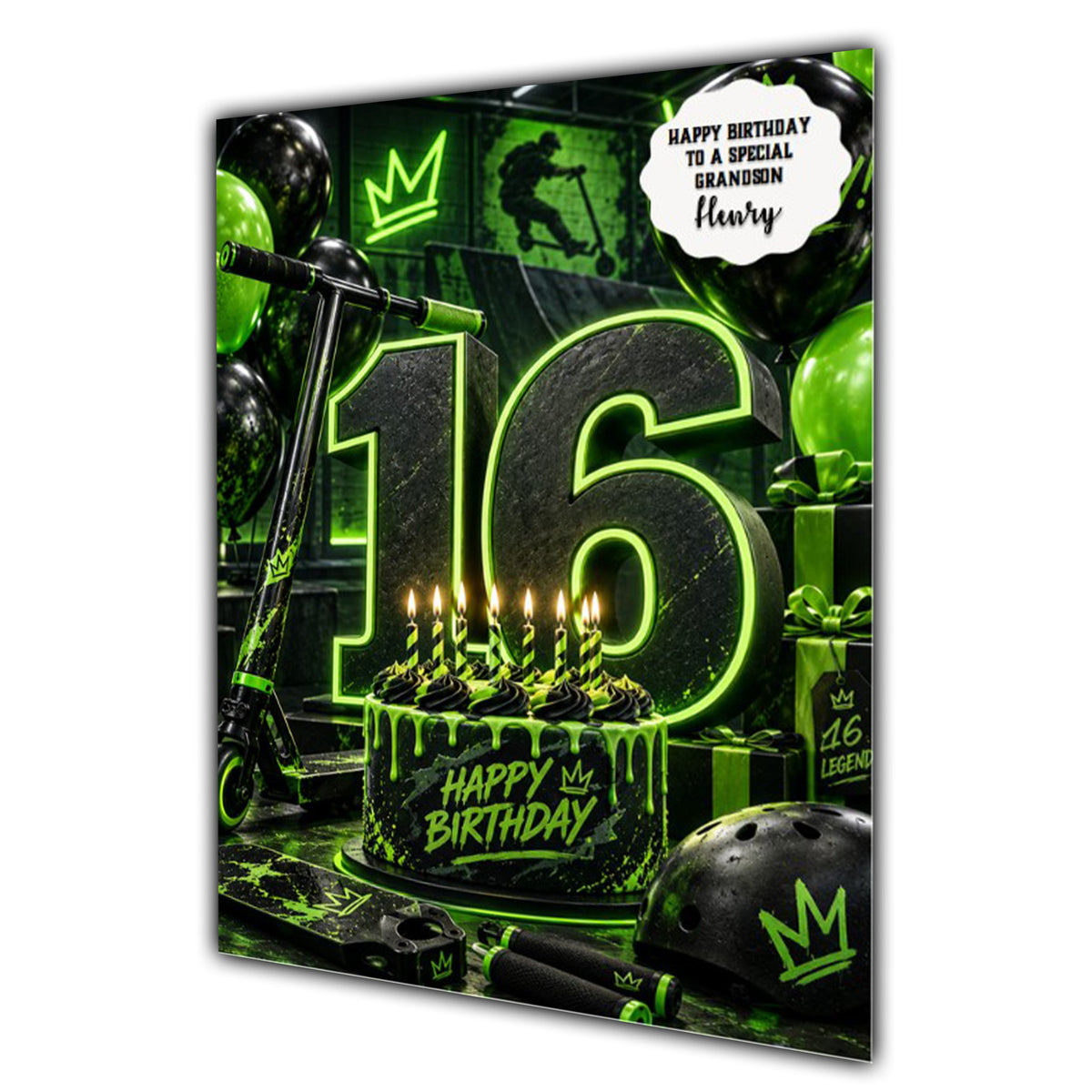 16th Birthday Card for Boys Personalised, Son, Grandson, Nephew,  A5 Size