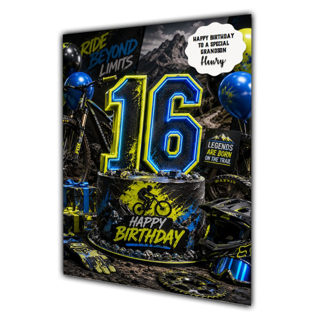16th Birthday Card for Boys Personalised, Son, Grandson, Nephew,  A5 Size