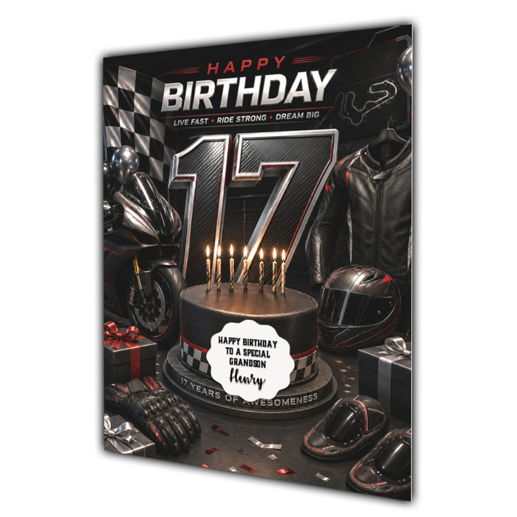 17th Birthday Card for Boys Personalised, Son, Grandson, Nephew,  A5 Size