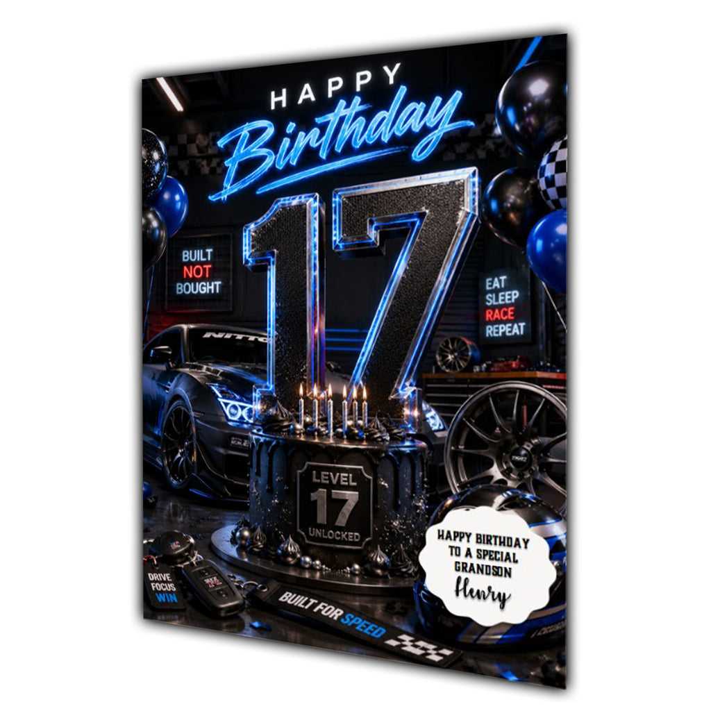17th Birthday Card for Boys Personalised, Son, Grandson, Nephew,  A5 Size