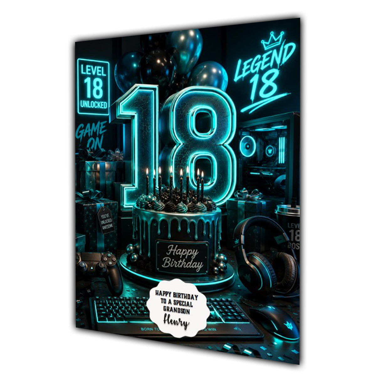 18th Birthday Card for Boys Personalised, Son, Grandson, Nephew,  A5 Size