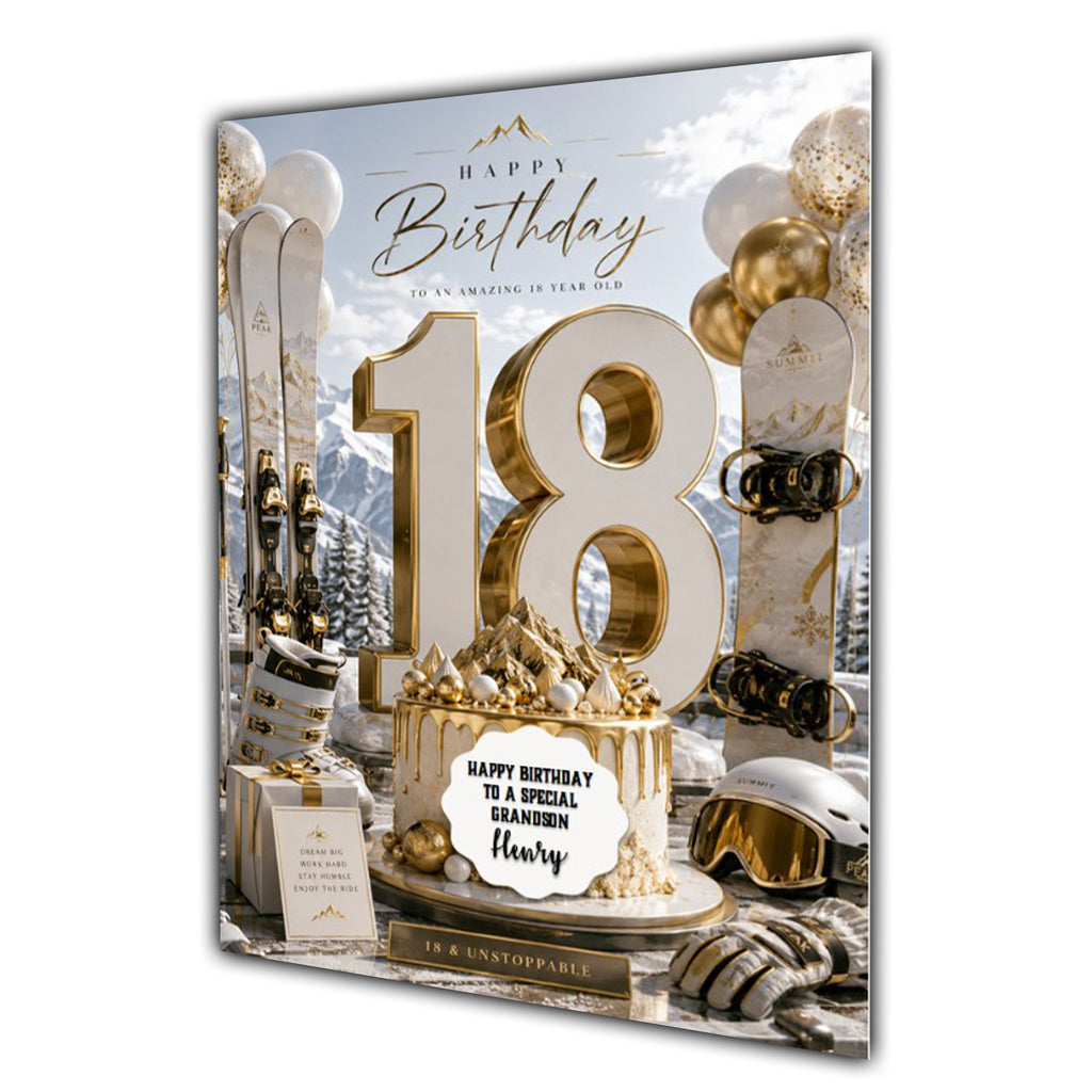 18th Birthday Card for Boys Personalised, Son, Grandson, Nephew,  A5 Size