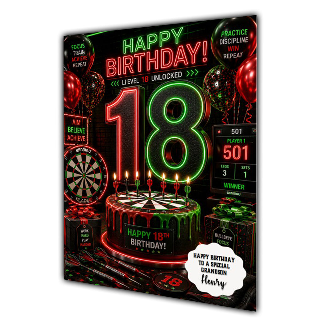 18th Birthday Card for Boys Personalised, Son, Grandson, Nephew,  A5 Size