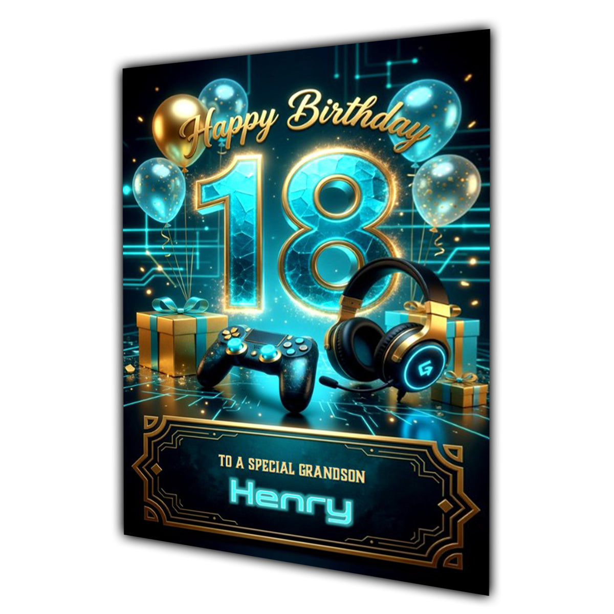 18th Birthday Card Personalised, Son, Grandson, Gaming, Gamer A5 Size