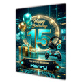 15th Birthday Card Boys Personalised, Son, Grandson, Gaming, Gamer A5 Size