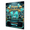 14th Birthday Card Boys Personalised, Son, Grandson, Gaming, Gamer A5 Size