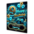 9th Birthday Card Boys Personalised, Son, Grandson, Gaming, Gamer A5 Size