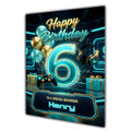 6th Birthday Card Boys Personalised, Son, Grandson, Gaming, Gamer A5 Size