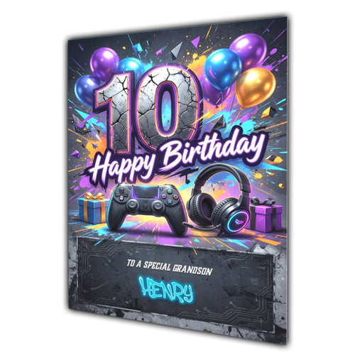 10th Birthday Card Boys Personalised, Son, Grandson, Gaming, Gamer A5 Size
