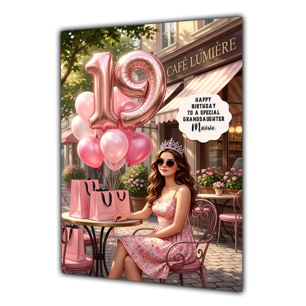 19th Birthday Card Girl, Granddaughter, Daughter, Niece, Large A5 Size