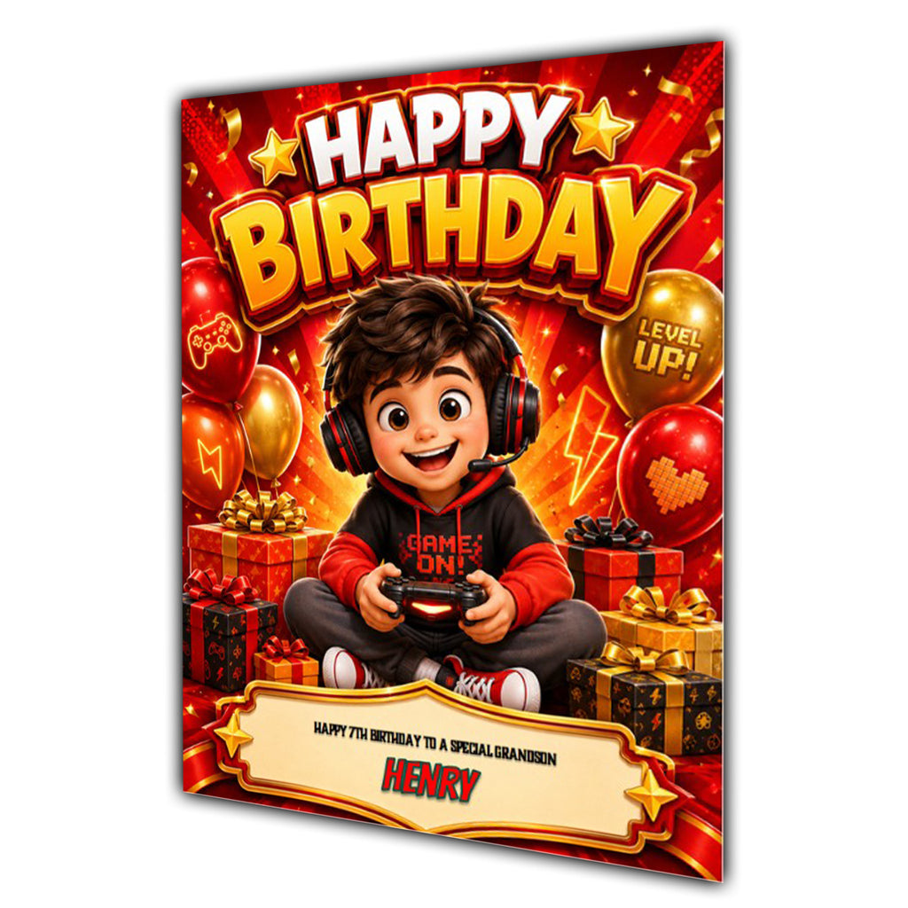 Gaming Birthday Card Boys Personalised, Son, Grandson, Nephew A5 Size