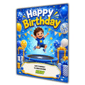 Trampoline Birthday Card Boys Personalised, Son, Grandson, Nephew A5 Size