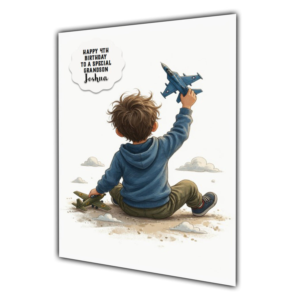 Jet Plane Birthday Card Boys Personalised, Son, Grandson, Nephew A5 Size
