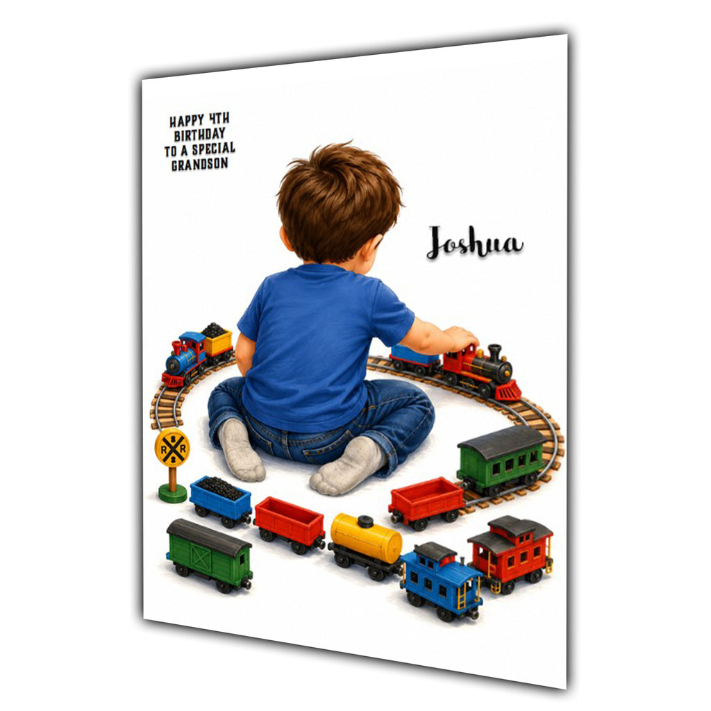Train Birthday Card Boys Personalised, Son, Grandson, Nephew A5 Size