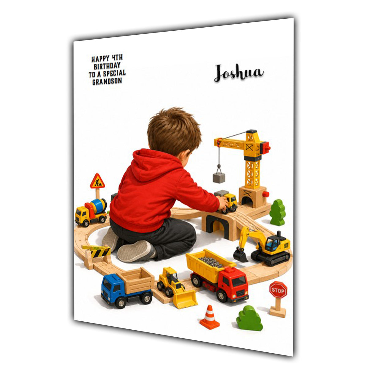 Digger Truck Birthday Card Boys Personalised, Son, Grandson, A5 Size