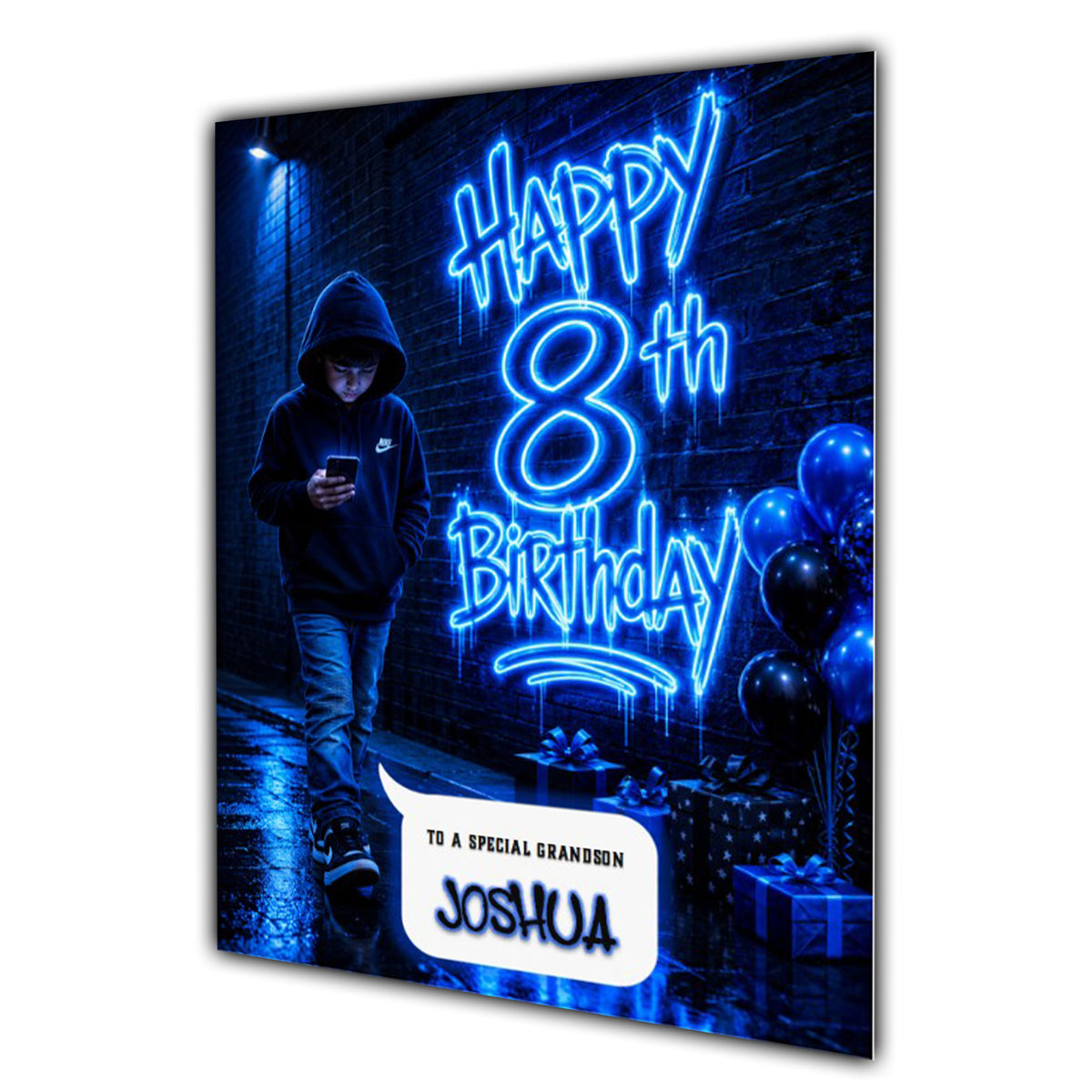 8th Birthday Card for Boys Personalised, Son, Grandson, Nephew,  A5 Size