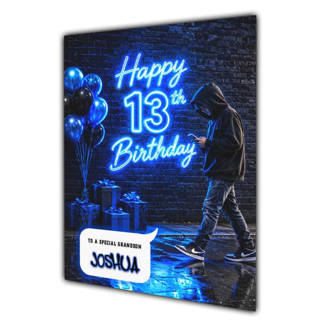 13th Birthday Card for Boys Personalised, Son, Grandson, Nephew,  A5 Size