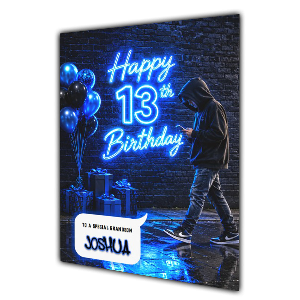 13th Birthday Card for Boys Personalised, Son, Grandson, Nephew,  A5 Size