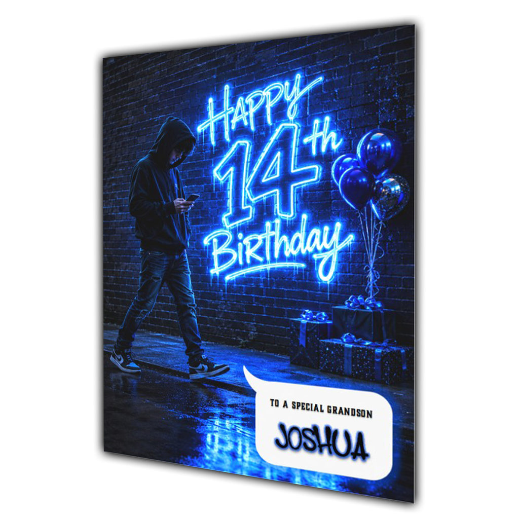 14th Birthday Card for Boys Personalised, Son, Grandson, Nephew,  A5 Size