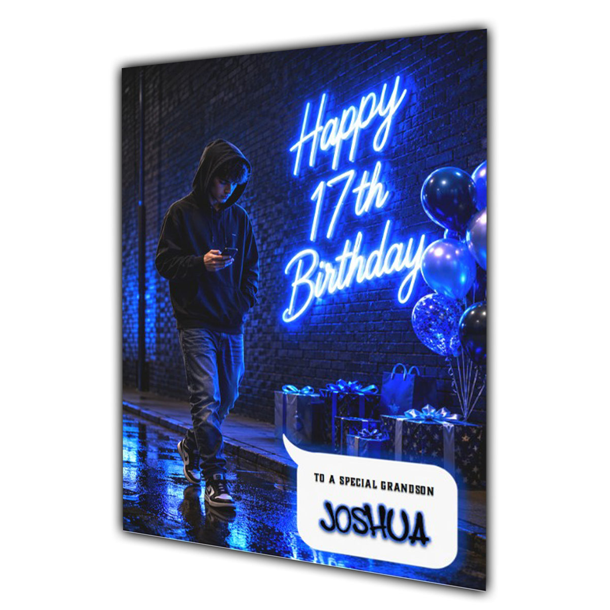 17th Birthday Card for Boys Personalised, Son, Grandson, Nephew,  A5 Size
