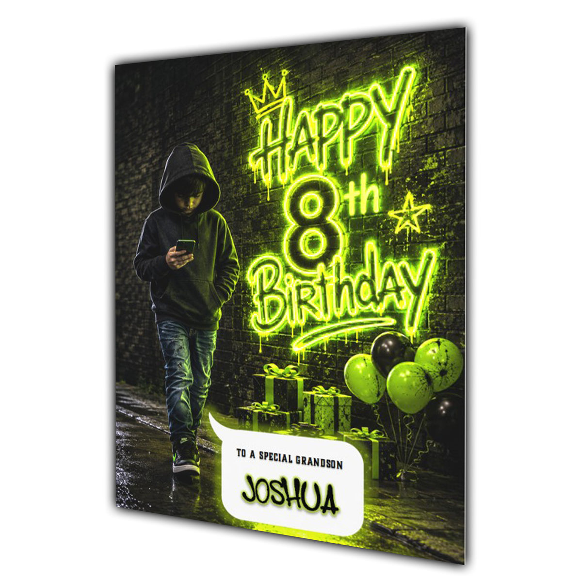 8th Birthday Card for Boys Personalised, Son, Grandson, Nephew,  A5 Size
