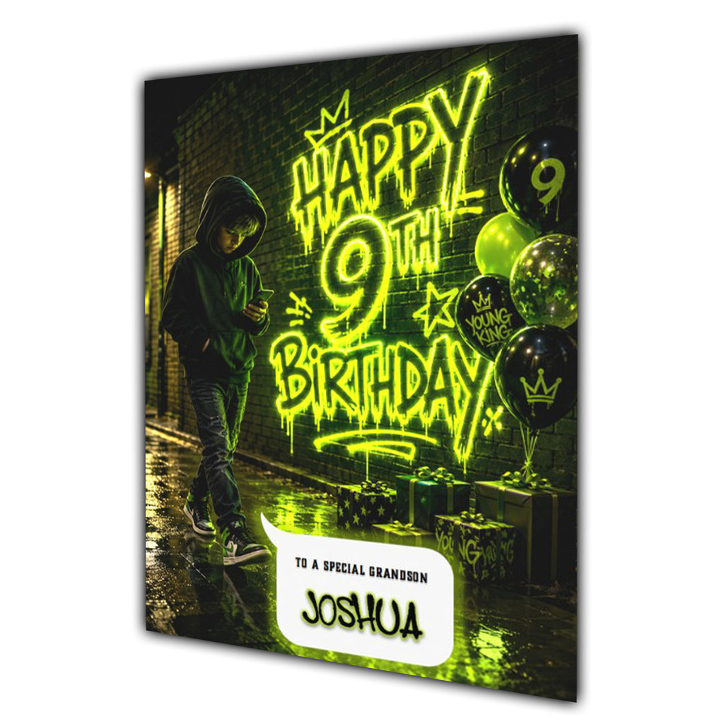9th Birthday Card for Boys Personalised, Son, Grandson, Nephew,  A5 Size